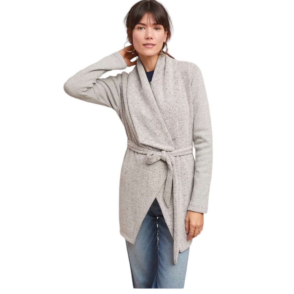 Anthropologie Dolan Left‎ Coast Northfield Grey Fleece Wrap Belted Jacket M